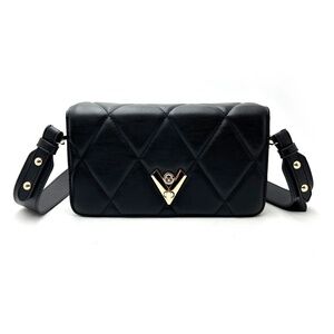 Valentino Orlandi Black Quilted “V” Lock Cross Body